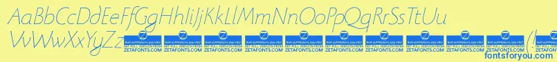 BeatrixantiquaThinitalicTrial Font – Blue Fonts on Yellow Background