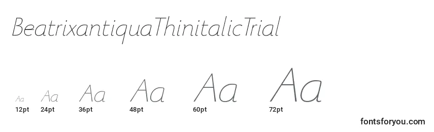 Размеры шрифта BeatrixantiquaThinitalicTrial