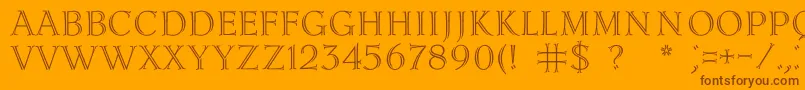 Lidiac-Schriftart – Braune Schriften auf orangefarbenem Hintergrund