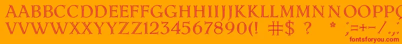 Lidiac-Schriftart – Rote Schriften auf orangefarbenem Hintergrund