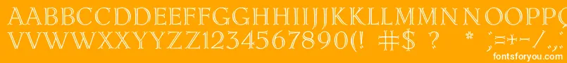 Lidiac-Schriftart – Weiße Schriften auf orangefarbenem Hintergrund