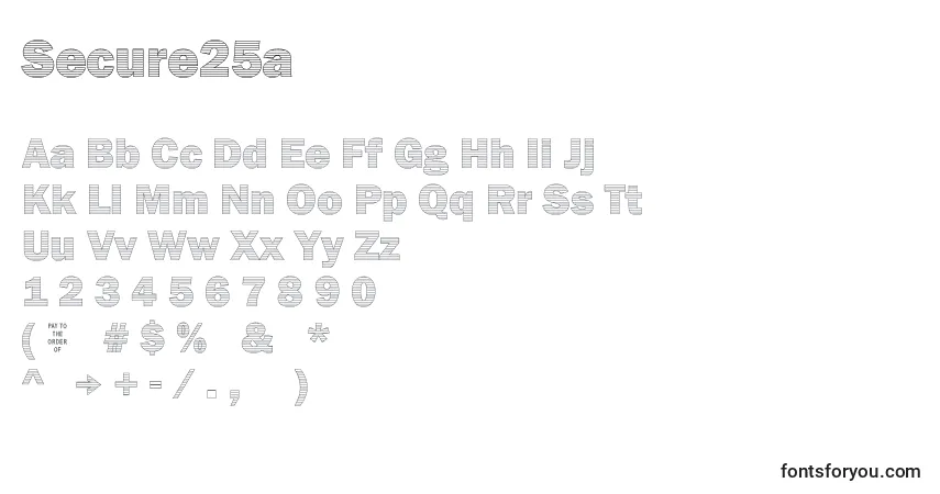 Czcionka Secure25a – alfabet, cyfry, specjalne znaki