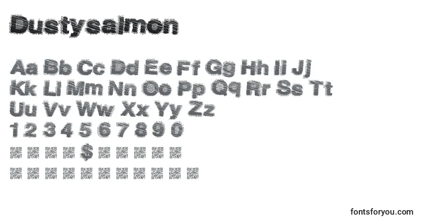 Dustysalmon-fontti – aakkoset, numerot, erikoismerkit
