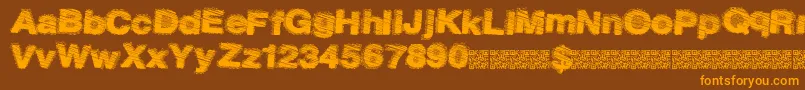 Dustysalmon-Schriftart – Orangefarbene Schriften auf braunem Hintergrund