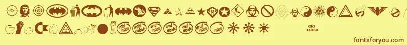 Fonte DevilInside – fontes marrons em um fundo amarelo