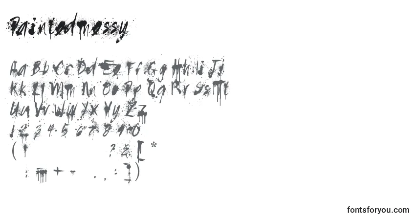 Czcionka Paintedmessy – alfabet, cyfry, specjalne znaki