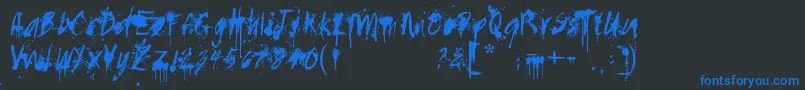 Paintedmessy Font – Blue Fonts on Black Background