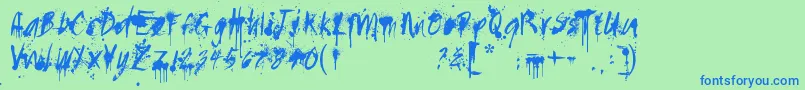 Paintedmessy Font – Blue Fonts on Green Background