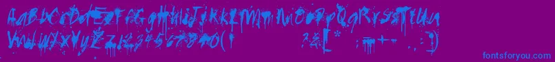 Paintedmessy Font – Blue Fonts on Purple Background