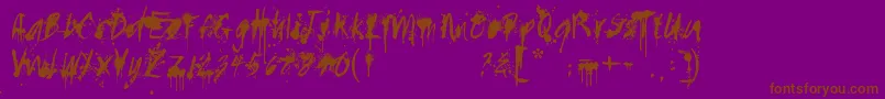 Paintedmessy-Schriftart – Braune Schriften auf violettem Hintergrund