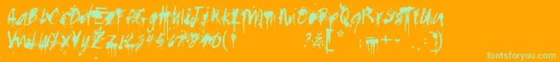 Paintedmessy Font – Green Fonts on Orange Background