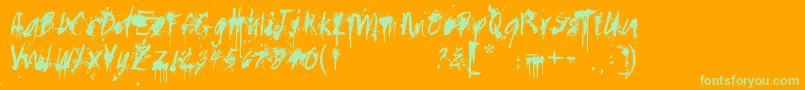 Paintedmessy-Schriftart – Grüne Schriften auf orangefarbenem Hintergrund