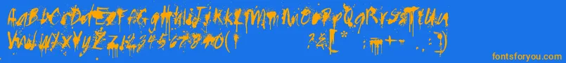 Paintedmessy Font – Orange Fonts on Blue Background