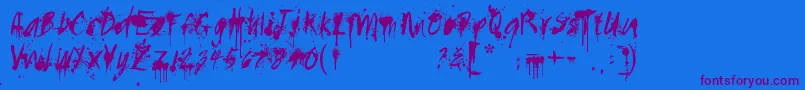 Paintedmessy Font – Purple Fonts on Blue Background