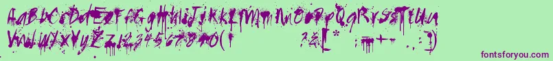 Paintedmessy Font – Purple Fonts on Green Background