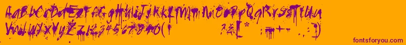 Paintedmessy Font – Purple Fonts on Orange Background