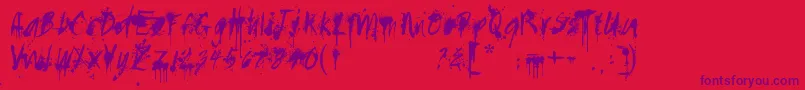 Paintedmessy-Schriftart – Violette Schriften auf rotem Hintergrund