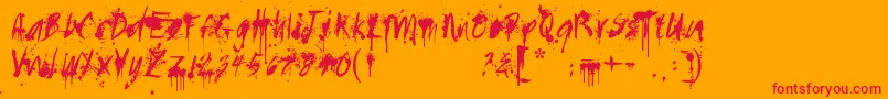 Paintedmessy-Schriftart – Rote Schriften auf orangefarbenem Hintergrund