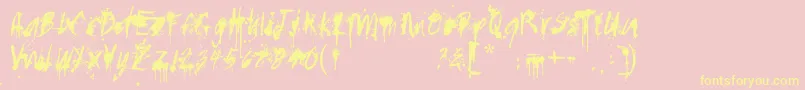 Paintedmessy-Schriftart – Gelbe Schriften auf rosa Hintergrund