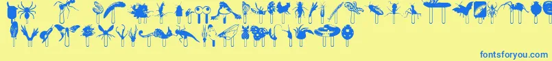 Junglefood-fontti – siniset fontit keltaisella taustalla