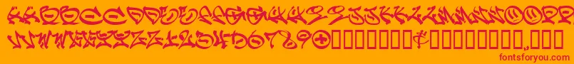 Graff ffy-Schriftart – Rote Schriften auf orangefarbenem Hintergrund