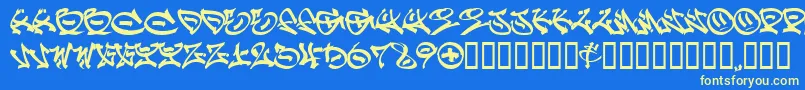 Graff ffy Font – Yellow Fonts on Blue Background