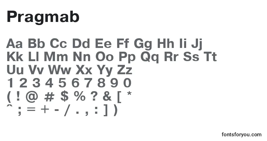 A fonte Pragmab – alfabeto, números, caracteres especiais