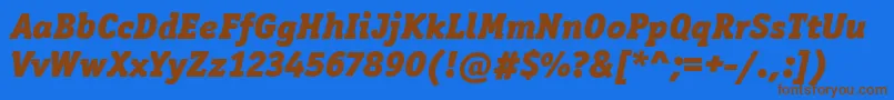 OfficinaSerItcBlackItalic Font – Brown Fonts on Blue Background