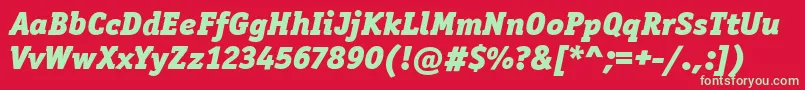 OfficinaSerItcBlackItalic Font – Green Fonts on Red Background