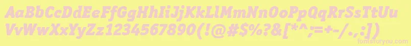 OfficinaSerItcBlackItalic-Schriftart – Rosa Schriften auf gelbem Hintergrund