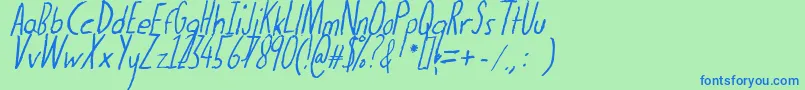 Шрифт Thedogatemyhomeworkital – синие шрифты на зелёном фоне