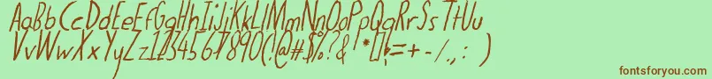 Thedogatemyhomeworkital-Schriftart – Braune Schriften auf grünem Hintergrund