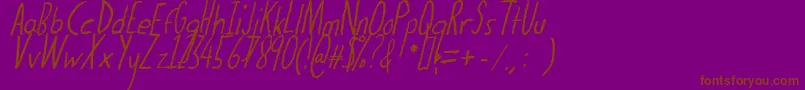 Czcionka Thedogatemyhomeworkital – brązowe czcionki na fioletowym tle