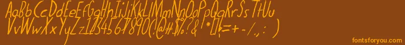 Thedogatemyhomeworkital Font – Orange Fonts on Brown Background