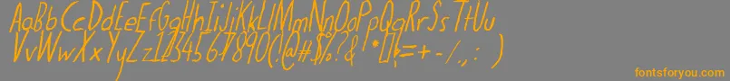 フォントThedogatemyhomeworkital – オレンジの文字は灰色の背景にあります。