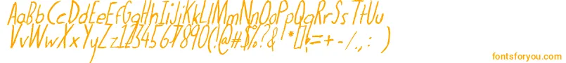 Thedogatemyhomeworkital-Schriftart – Orangefarbene Schriften auf weißem Hintergrund