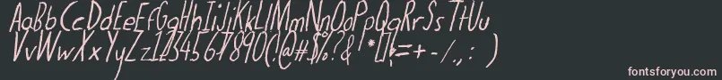 Шрифт Thedogatemyhomeworkital – розовые шрифты на чёрном фоне