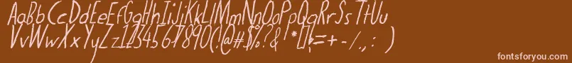 Thedogatemyhomeworkital-fontti – vaaleanpunaiset fontit ruskealla taustalla