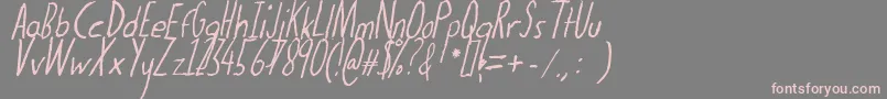 フォントThedogatemyhomeworkital – 灰色の背景にピンクのフォント