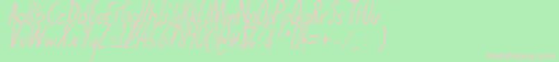Thedogatemyhomeworkital-Schriftart – Rosa Schriften auf grünem Hintergrund