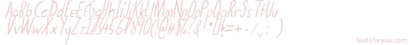 Thedogatemyhomeworkital-Schriftart – Rosa Schriften auf weißem Hintergrund