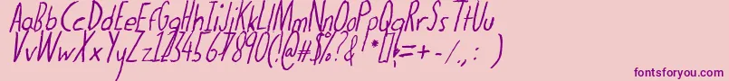 Шрифт Thedogatemyhomeworkital – фиолетовые шрифты на розовом фоне