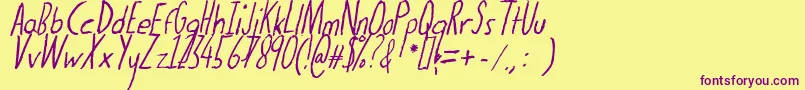 Thedogatemyhomeworkital Font – Purple Fonts on Yellow Background