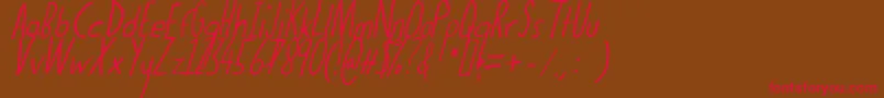 Czcionka Thedogatemyhomeworkital – czerwone czcionki na brązowym tle