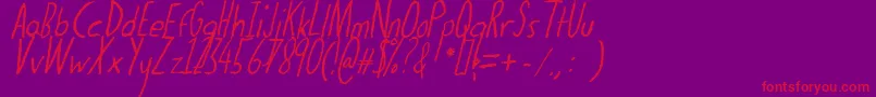 Thedogatemyhomeworkital-fontti – punaiset fontit violetilla taustalla