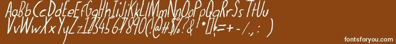 Thedogatemyhomeworkital-Schriftart – Weiße Schriften auf braunem Hintergrund
