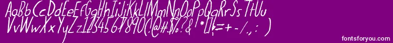 Шрифт Thedogatemyhomeworkital – белые шрифты на фиолетовом фоне