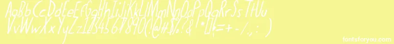 Thedogatemyhomeworkital-Schriftart – Weiße Schriften auf gelbem Hintergrund