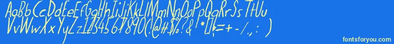 Thedogatemyhomeworkital Font – Yellow Fonts on Blue Background