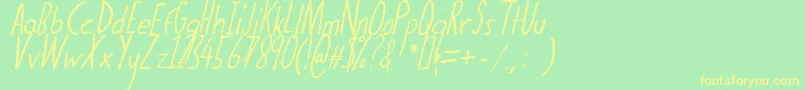Шрифт Thedogatemyhomeworkital – жёлтые шрифты на зелёном фоне